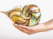 Glass Nautilus Conch, Hand Blown Seashell Art Glass Figurines, Multicolor Glass Sculpture Beautiful Glass Home Decor, Crystal Glass Paperweight